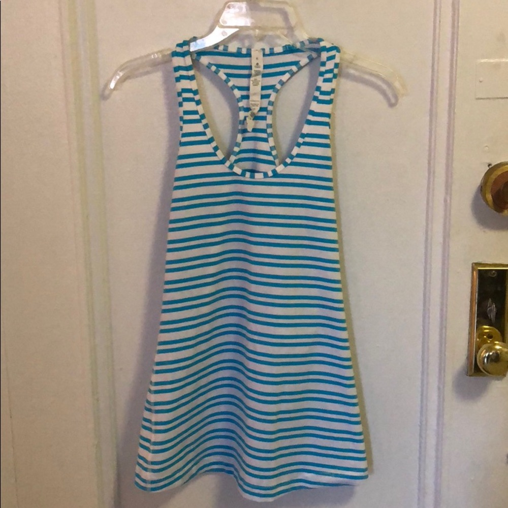 Lululemon Blue & White Stripe Racerback Tank